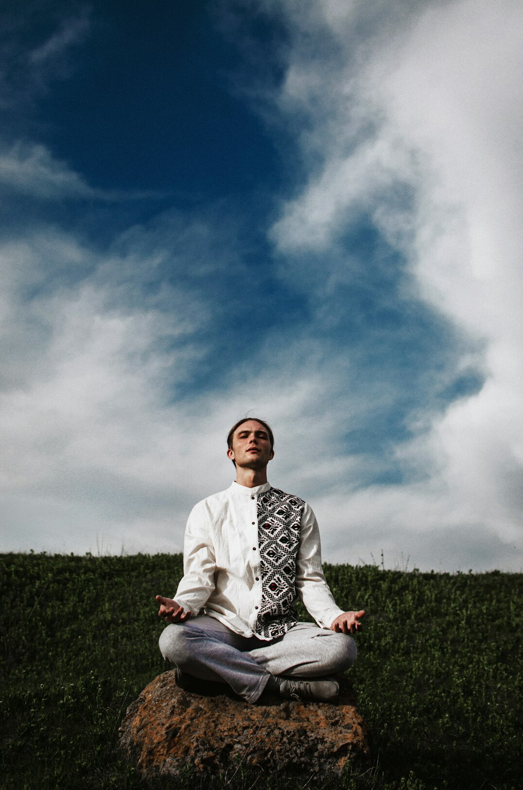 person meditating calmly